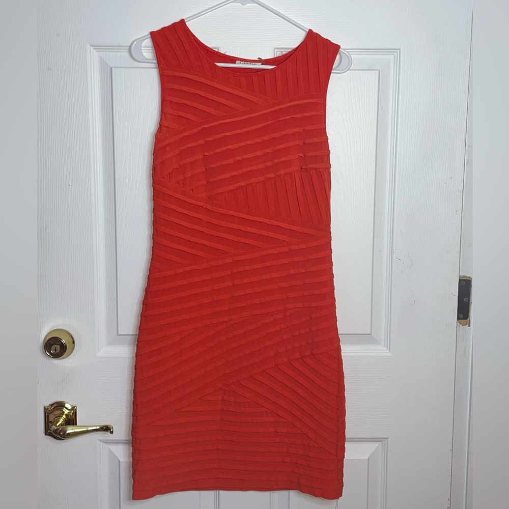 Orange Calvin Klein Bodycon Midi Dress